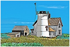 Stage Harbor Light on Cape Cod - Digital Painting